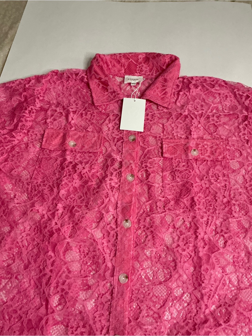 ANDRÉE BY UNIT Vibrant Pink Lace Shirt